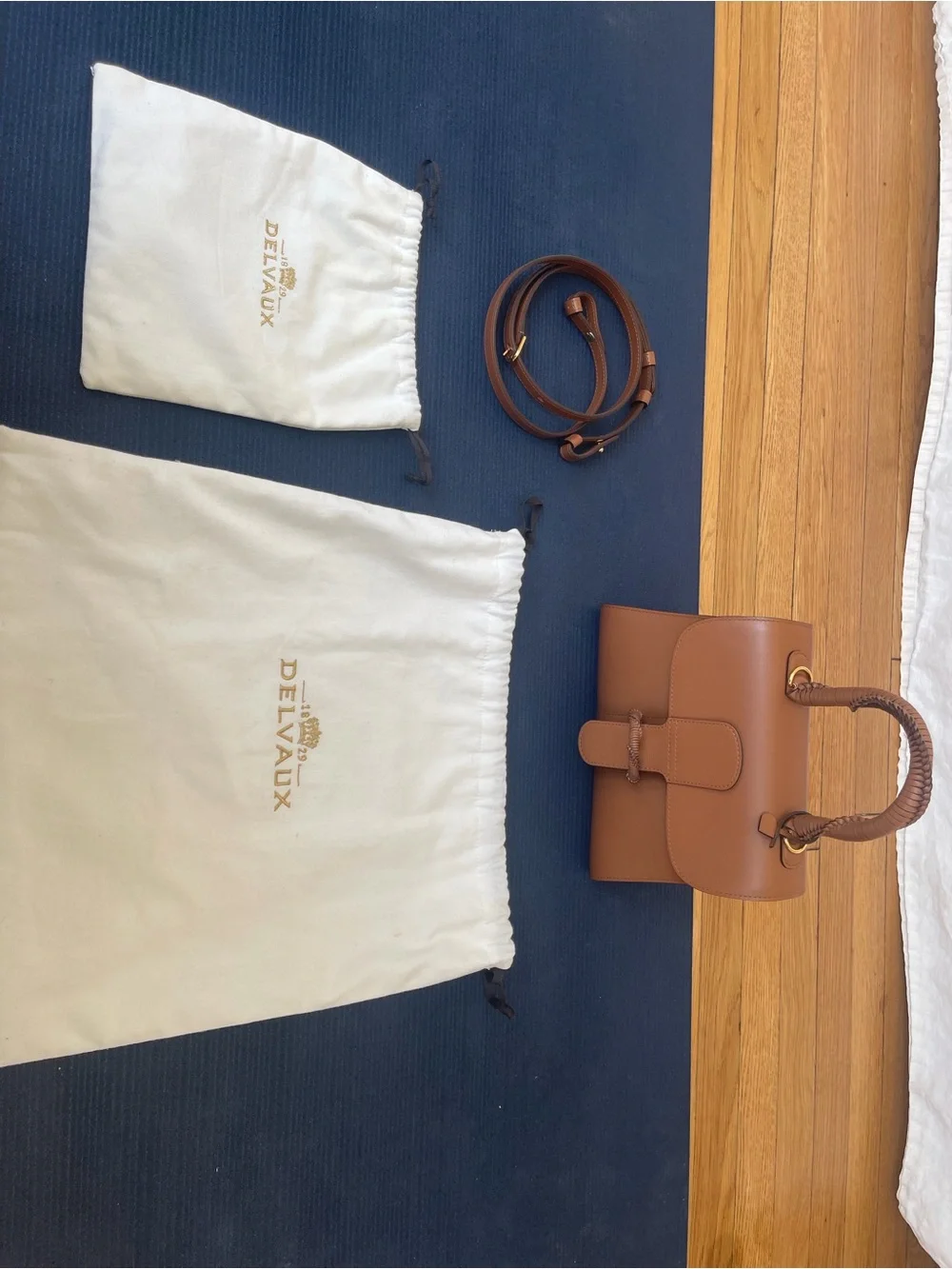 Delvaux Brillant PM +P Enlaced, Tan, Doré